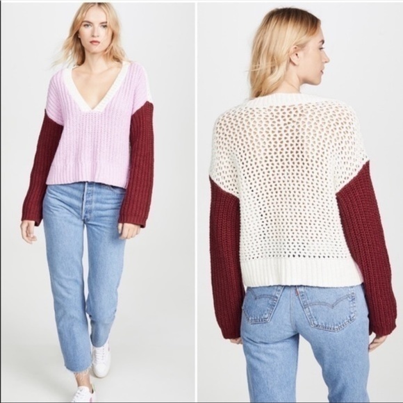 🔥WILDFOX🔥BEVERLY COLORBLOCK KNIT SWEATER SIZE LARGE NWT - Picture 3 of 4